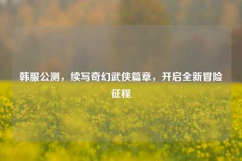 韩服公测,续写奇幻武侠篇章,开启全新冒险征程