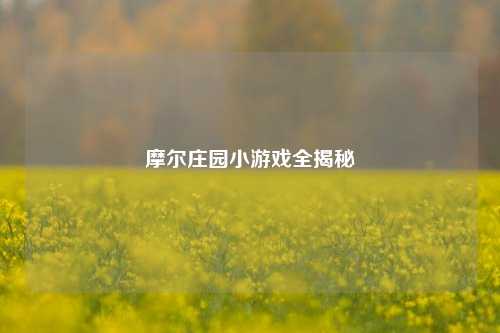 摩尔庄园小游戏全揭秘