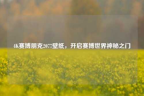 4K赛博朋克2077壁纸,开启赛博世界神秘之门