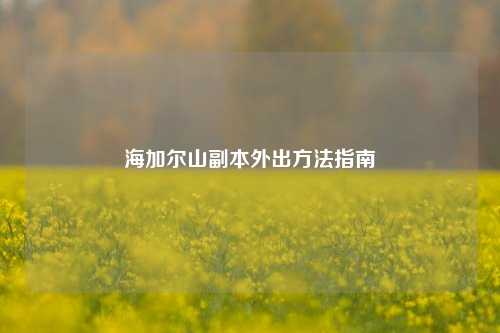 海加尔山副本外出方法指南