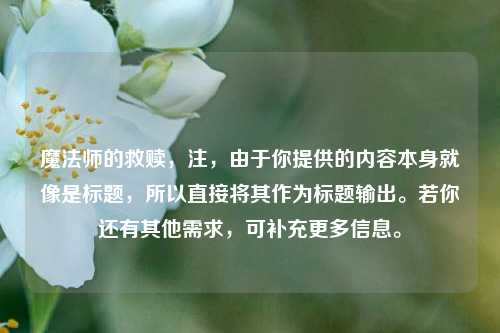 魔法师的救赎,注,由于你提供的内容本身就像是标题,所以直接将其作为标题输出。若你还有其他需求,可补充更多信息。