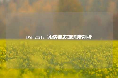 DNF 2021,冰结师表现深度剖析