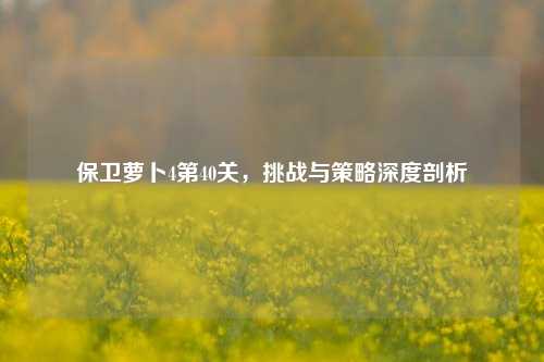 保卫萝卜4第40关，挑战与策略深度剖析