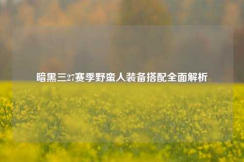 暗黑三27赛季野蛮人装备搭配全面解析