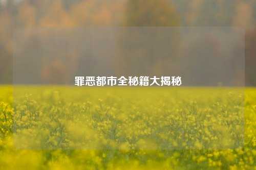 罪恶都市全秘籍大揭秘
