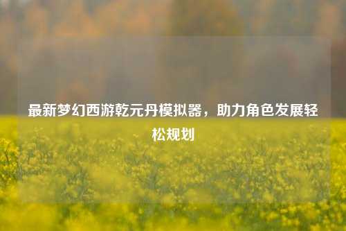 最新梦幻西游乾元丹模拟器，助力角色发展轻松规划