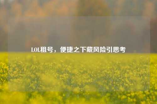 LOL租号,便捷之下藏风险引思考