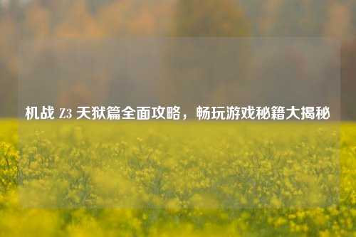 机战 Z3 天狱篇全面攻略，畅玩游戏秘籍大揭秘
