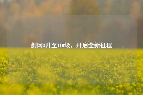 剑网3升至110级，开启全新征程
