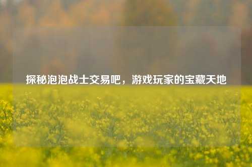 探秘泡泡战士交易吧，游戏玩家的宝藏天地